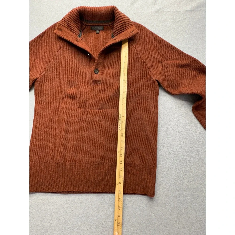 Banana Republic Mens Merino Wool Honeycomb Mock Neck Sweater Orange Large 171383
